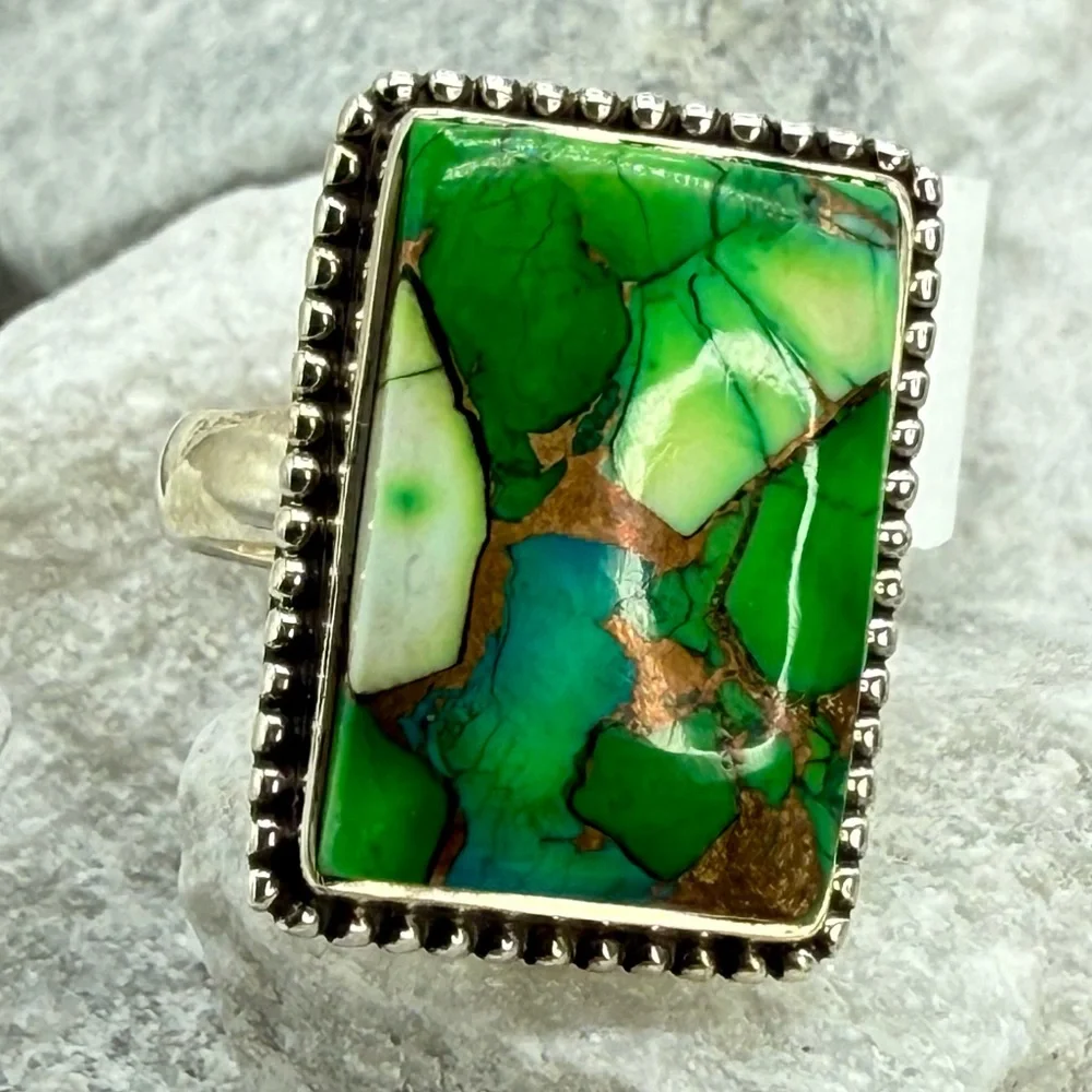 NWT Sterling Silver Peacock Dahlia Turquoise Statement Ring Size 9